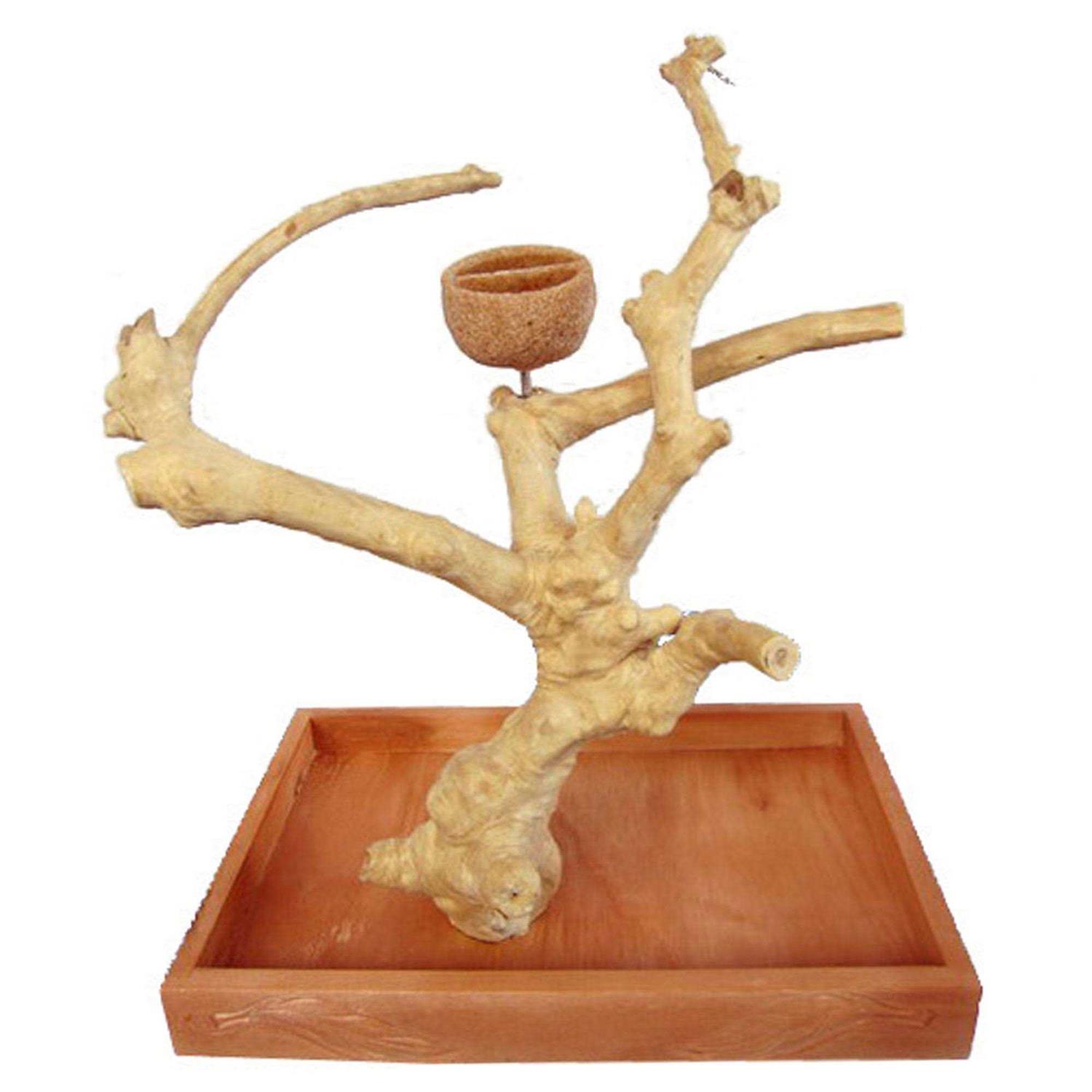 A&E Cage Medium Java Wood Table Top Play Stand - Healthber