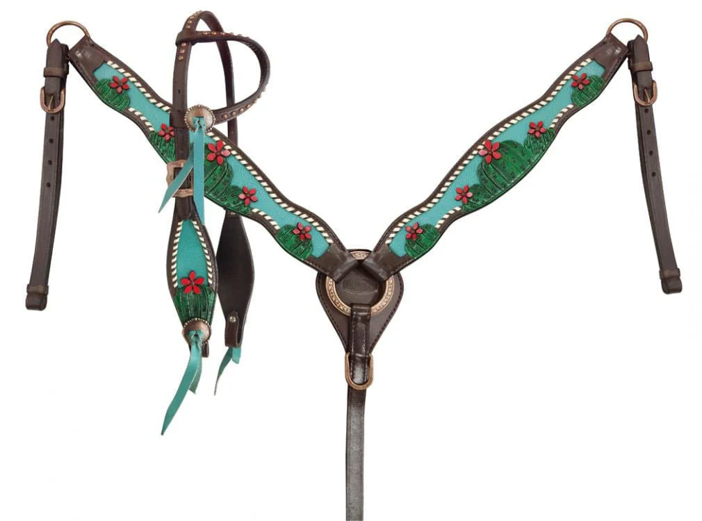 Showman Painted Cactus & 3D Flower Tack Set - Healthber