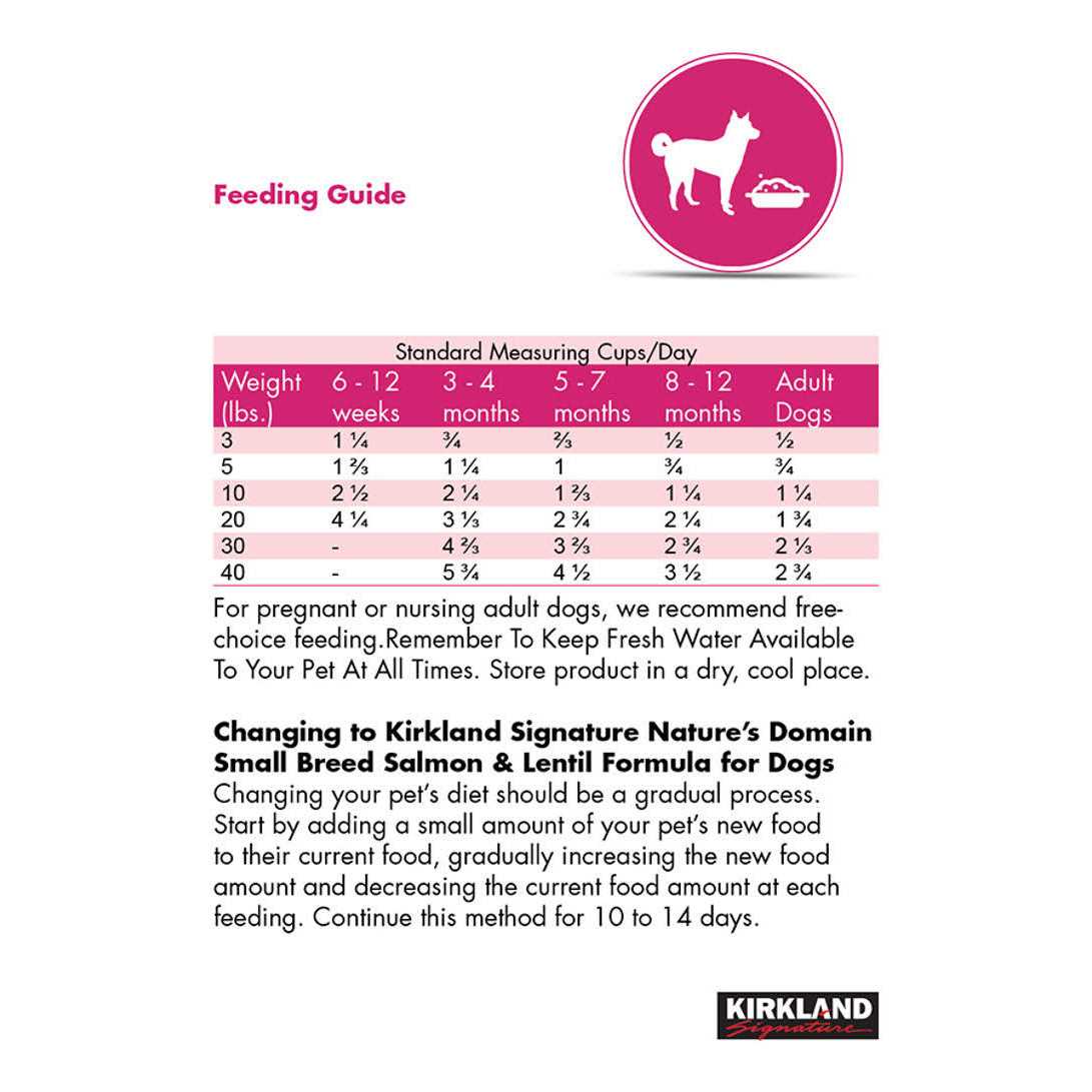 Kirkland Signature Natures Domain Small Breed Salmon & Lentil 20LB - Healthber