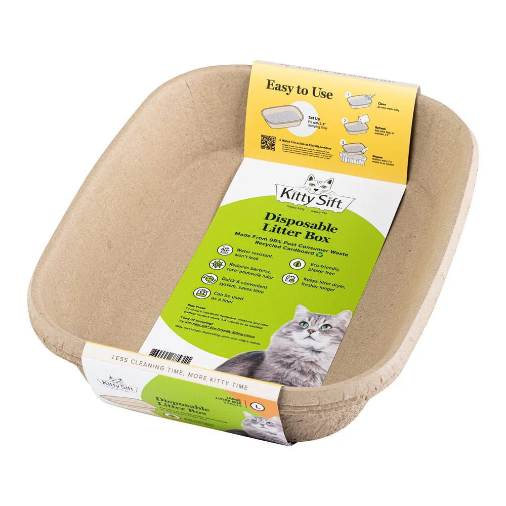 Kitty Sift Large Litter Box, Pack of 1 (Single Unit Litter Box) - Healthber