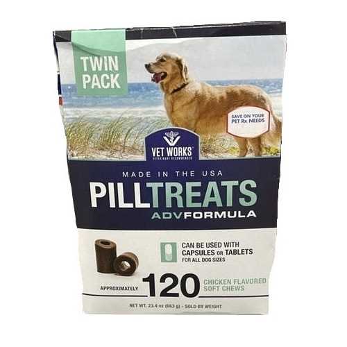 120 Count – VetIQ Chicken Flavor Pill Treats Soft Chews – Health & Wellness Supplements for Dogs – Vet Works - Healthber