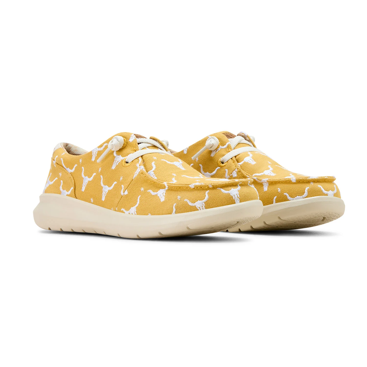 Ariat Women's Hilo Doodle Shoes, Mustard Steer Head Print - Healthber