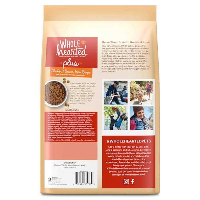 WholeHearted Plus Chicken & Brown Rice Recipe with Whole Grains Dry Dog Food - Healthber