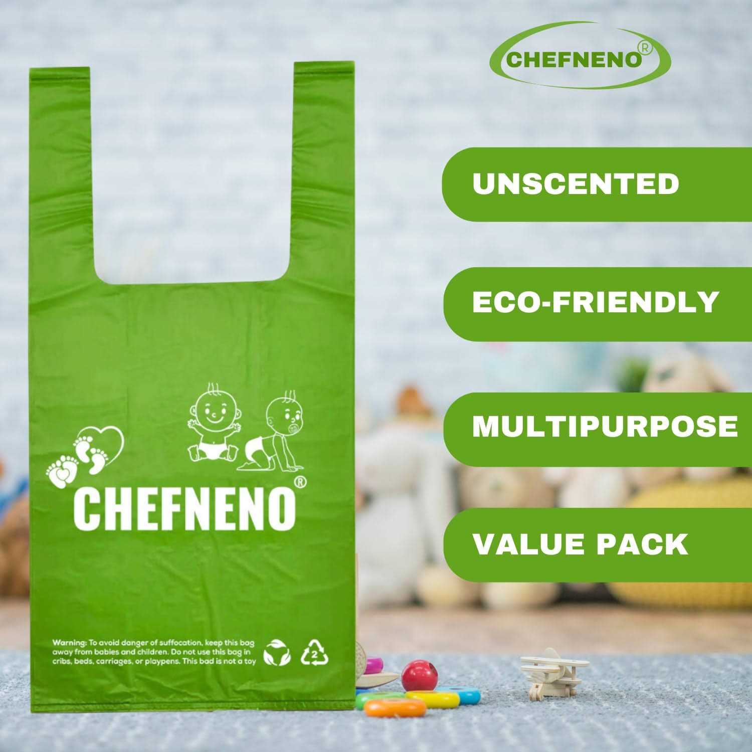 Baby Diaper Bag Disposable Biodegradable Unscented Easy Tie Handles Made w/EPI Additive Diaper Sacks Dog Poop Waste Bags Cat Litter Clump - Healthber