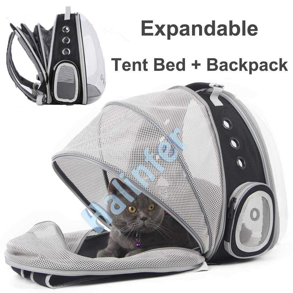 halinfer Front Expandable Cat Backpack Carrier, Fit up to 20 lbs, Space Capsule Bubble Window Pet Carrier Backpack for Large Fat Cat and Small Puppy - Healthber