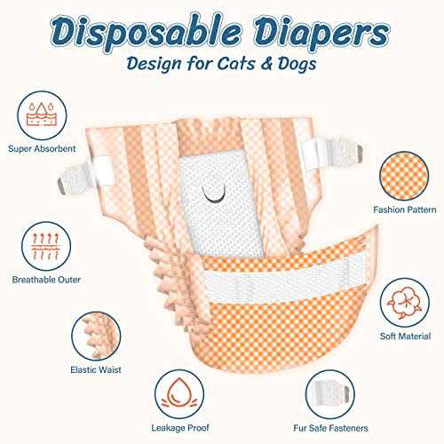 Pet Soft Disposable Cat Diapers Female Dog Diapers for Cats & Dogs in Heat Period or Urine Incontinence - Healthber