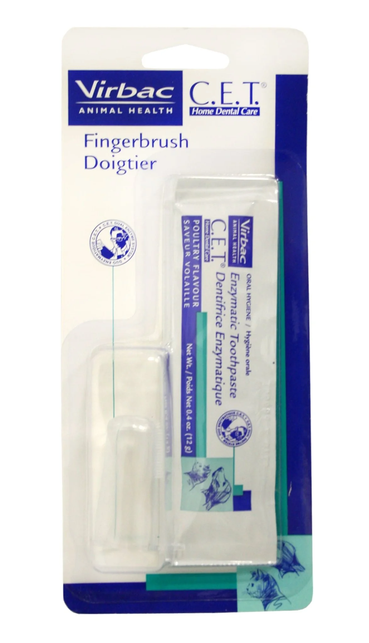 C.E.T. Fingerbrush with Poultry Toothpaste Packet - Healthber