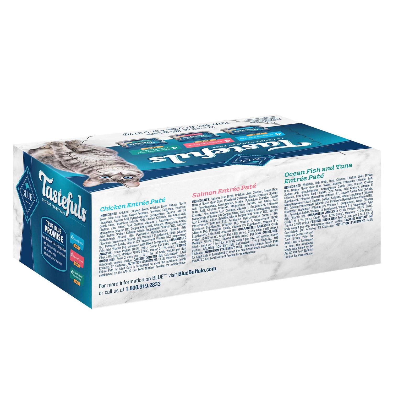 Blue Buffalo Tastefuls Chicken Salmon & Tuna Wet Cat Food Variety Pack - Healthber