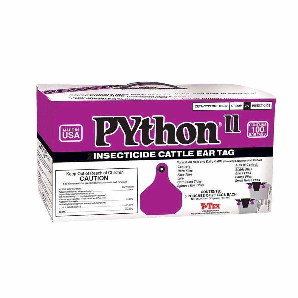 Python II Insecticide Cattle Ear Tags - Healthber