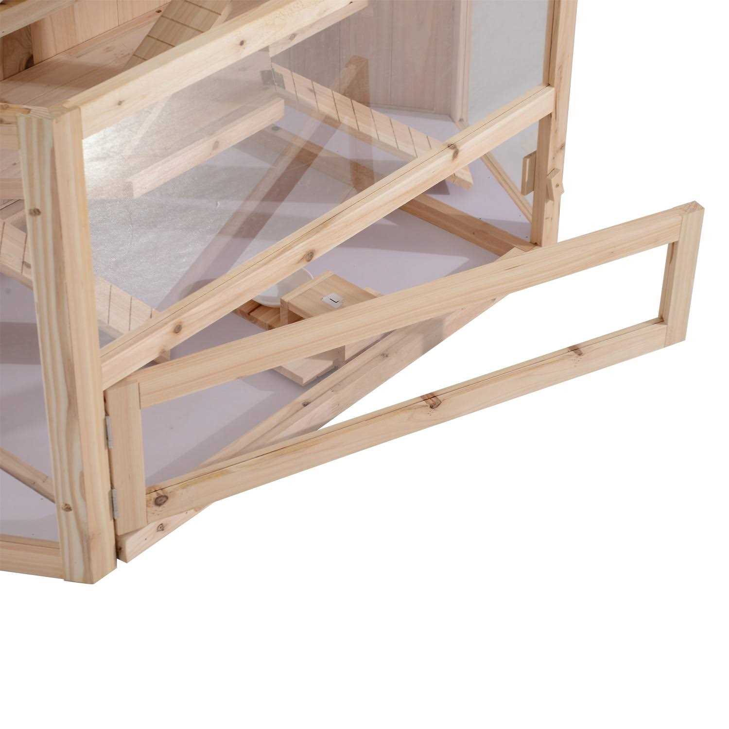 PawHut 3 Tier Wooden Large Hamster Cage Small Animal House with Slide and Activity Center - Healthber