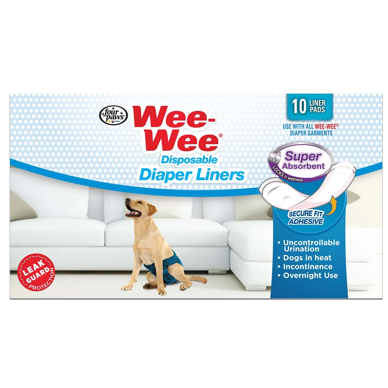 Wee-Wee Super Absorbent Disposable Dog Diaper Liners, 10 ct - Healthber