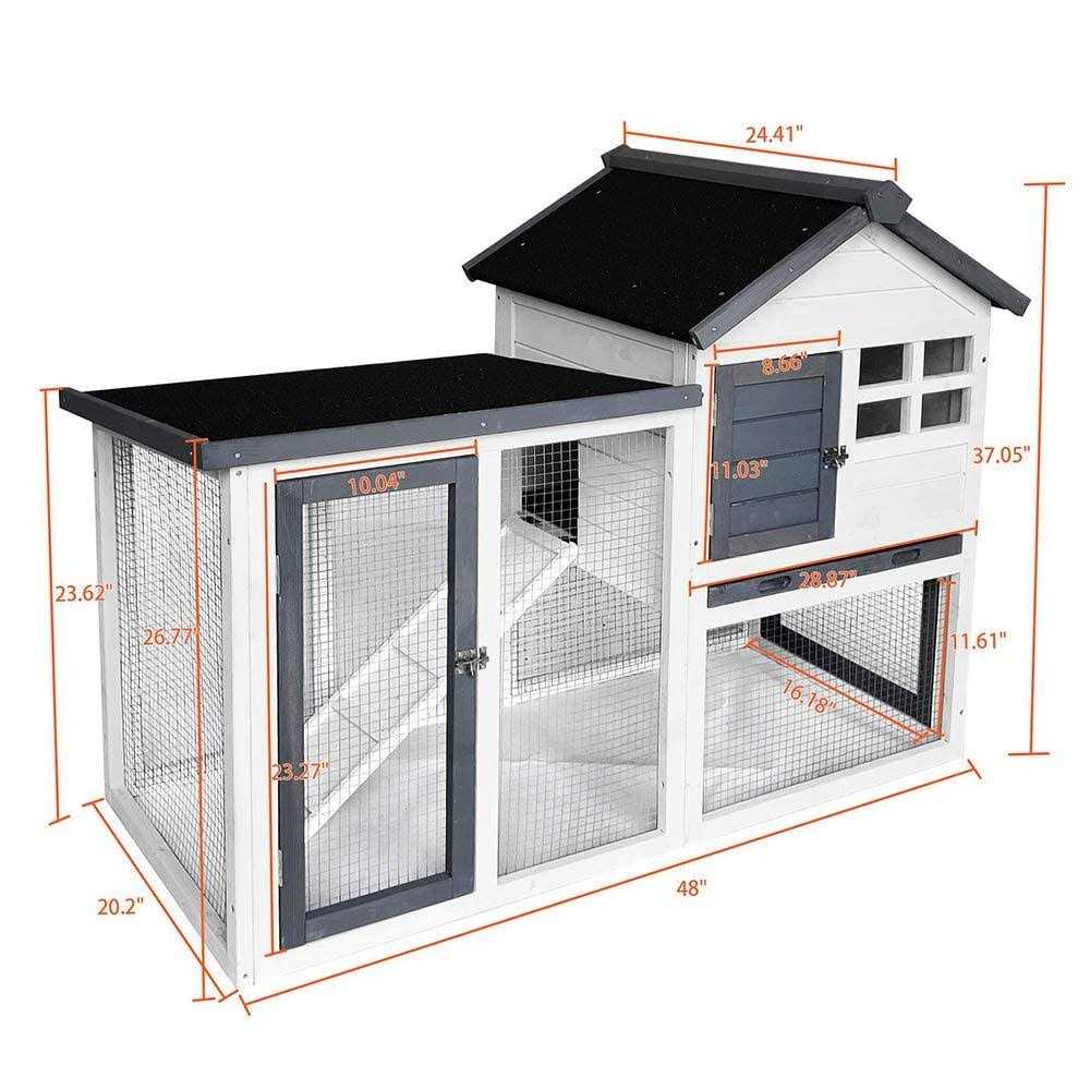 BIRASIL 48”L Rabbit Hutch Indoor Outdoor Bunny Cage Rabbit Hutch Wood House Pet Cage for Small Animals - Healthber