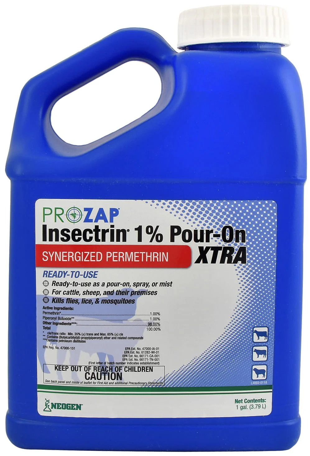 Prozap Insectrin 1% Pour-On Xtra, Gallon - Healthber