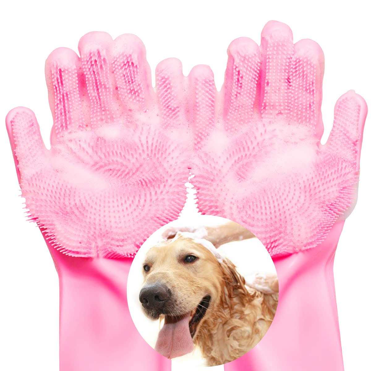 VavoPaw Magic Pet Grooming Gloves Dog Bathing Shampoo Gloves with High Density Teeth - Healthber