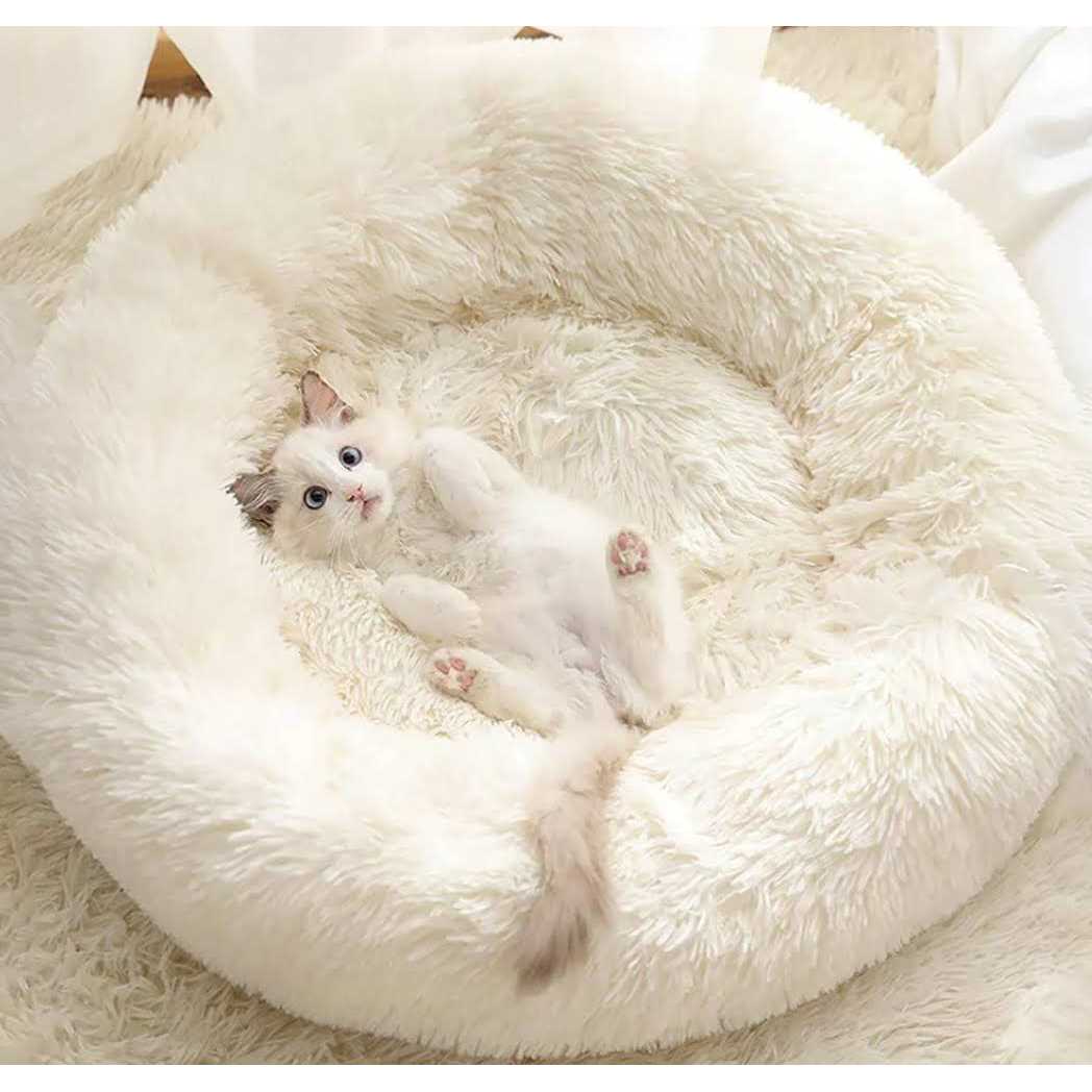 Gavenia Washable Donut Cat and Dog Bed,Soft Plush Pet Cushion,Waterproof Bottom - Healthber