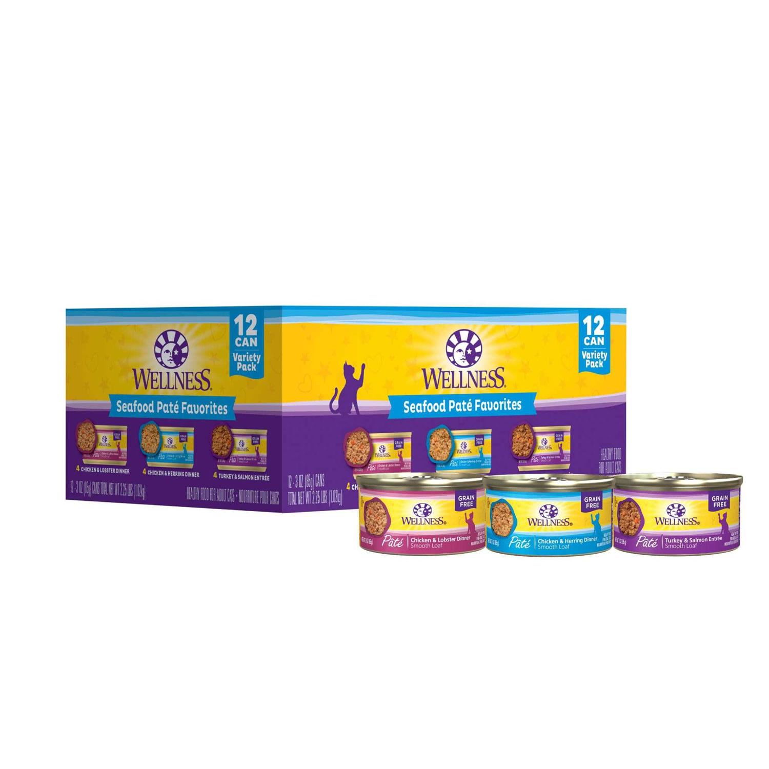 Wellness Seafood Pate Favorites Cat Food Variety Pack - Healthber