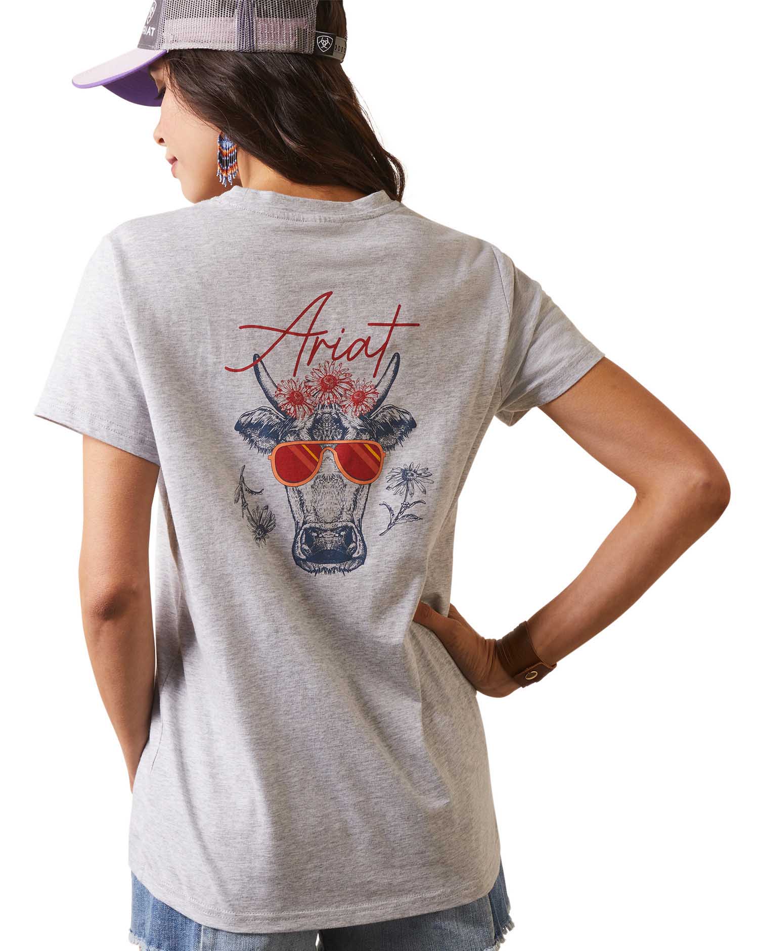 Ariat R.E.A.L. Cool Cow T-Shirt, Heather Gray - Healthber