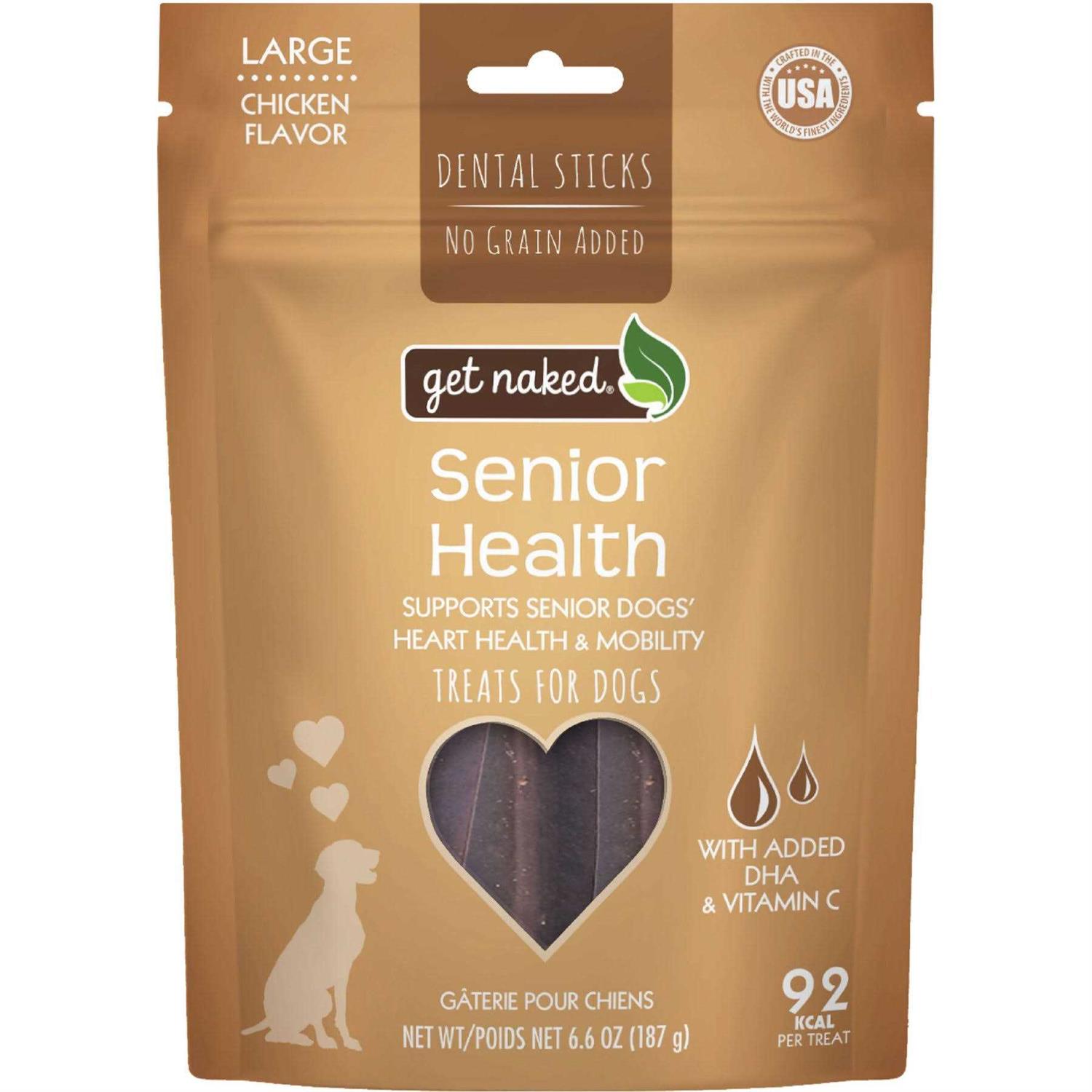 Get Naked Senior Health Dental Sticks Chicken Flavor Grain-Free Dog Treats - Healthber