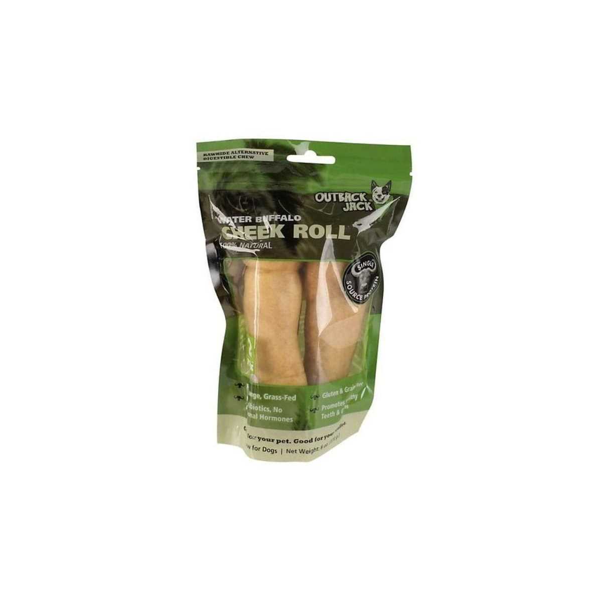 Outback Jack Water Buffalo Cheek Roll Dog Chew Treats - Healthber