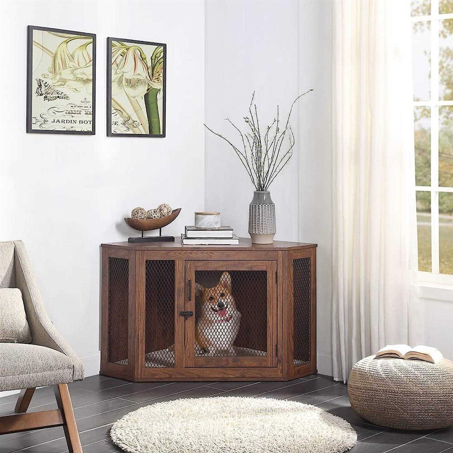 Unipaws Furniture Style Corner Dog Crate - Healthber