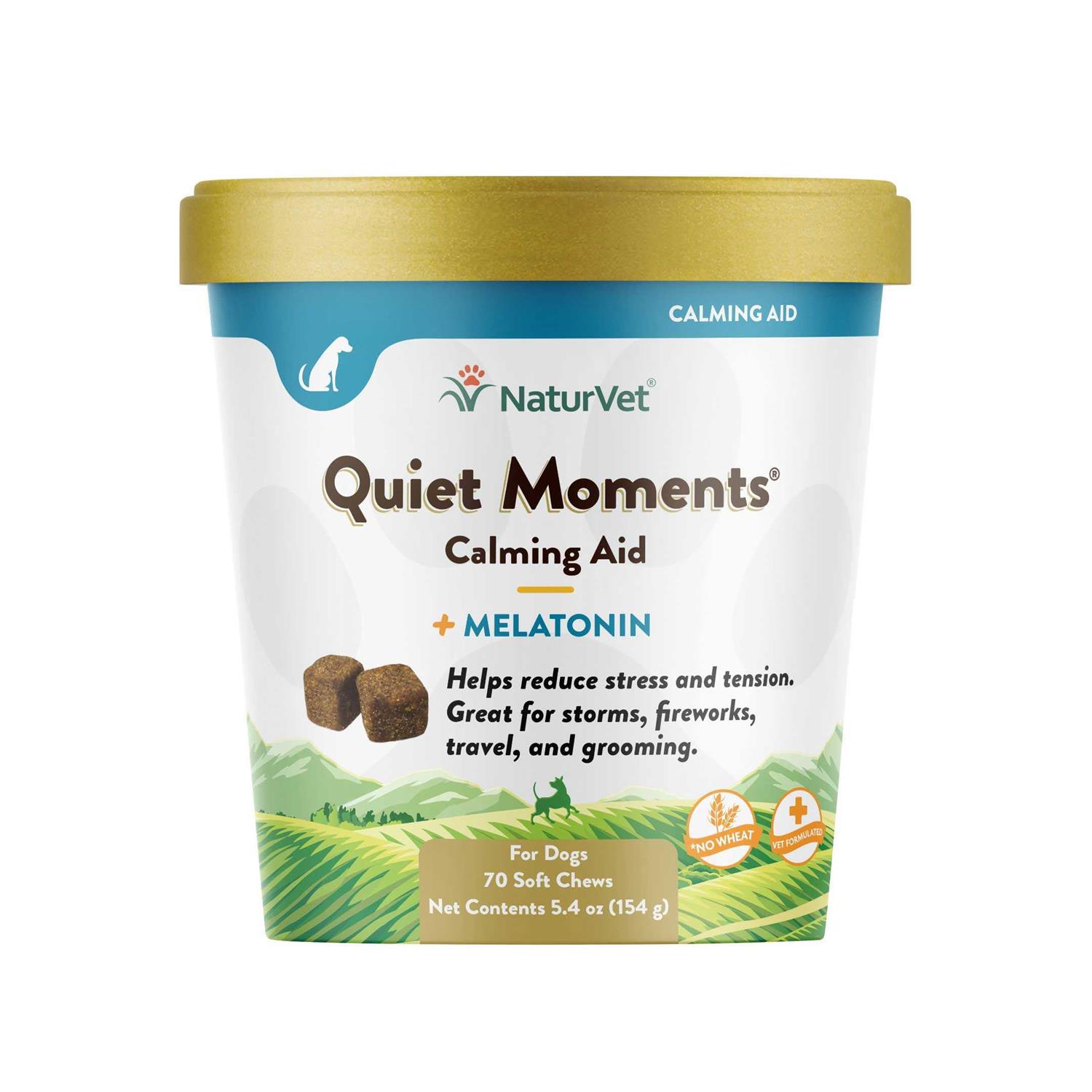 NaturVet Quiet Moments Calming Aid Plus Melatonin Dog Soft Chews - Healthber
