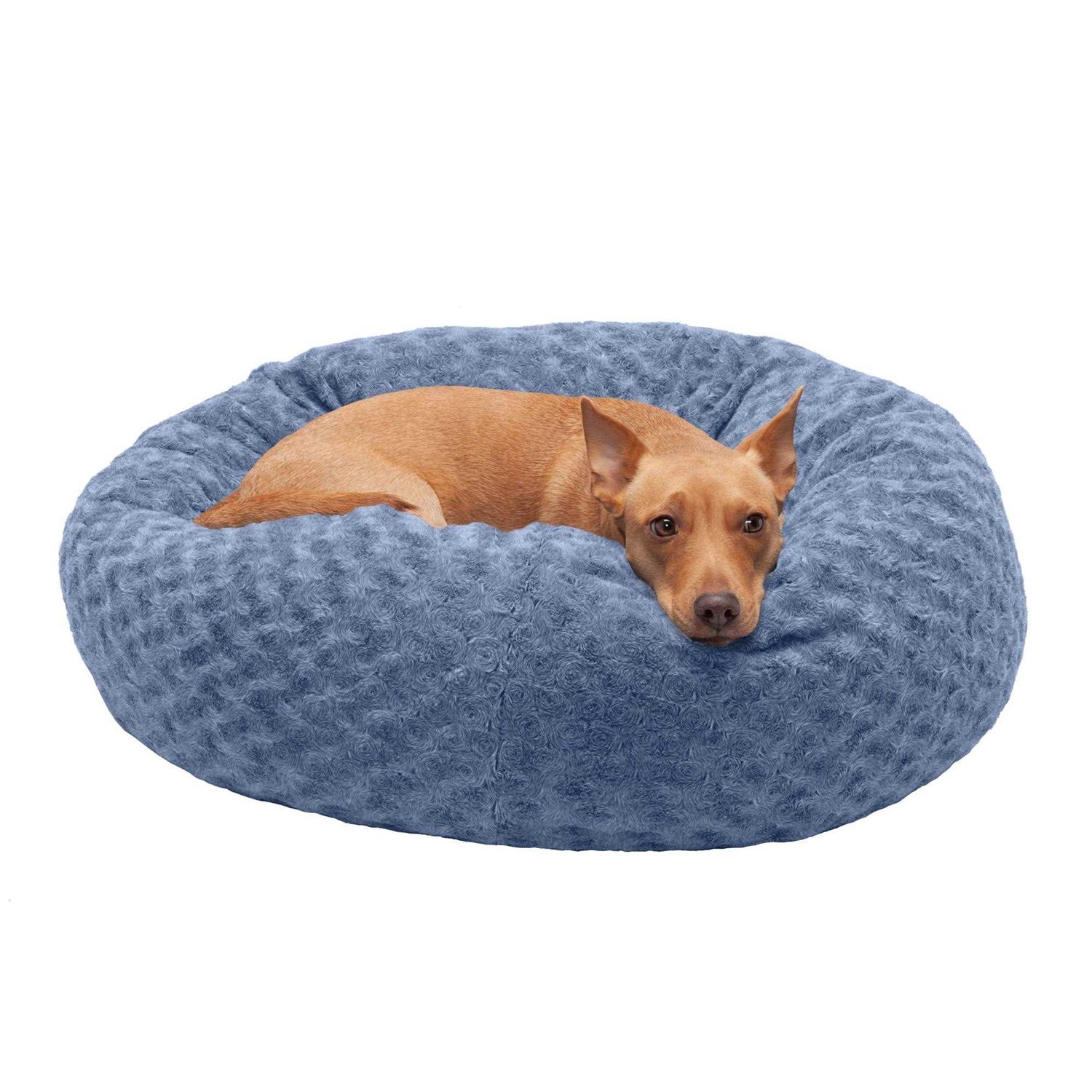 FurHaven Curly Fur Plush Donut Dog Bed - Healthber