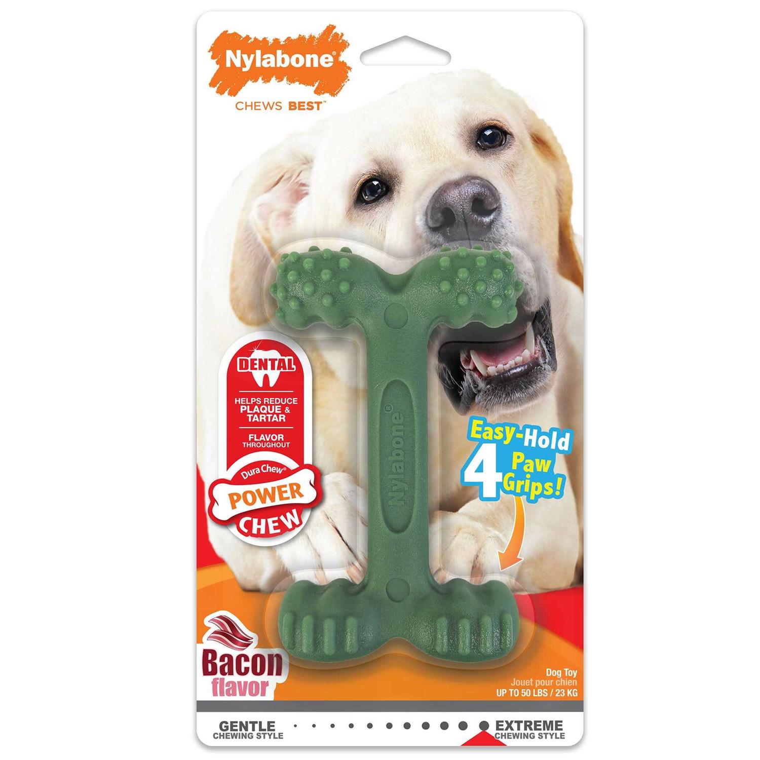 Nylabone Power Chew Easy-Hold Bacon Dental Dog Toy - Healthber