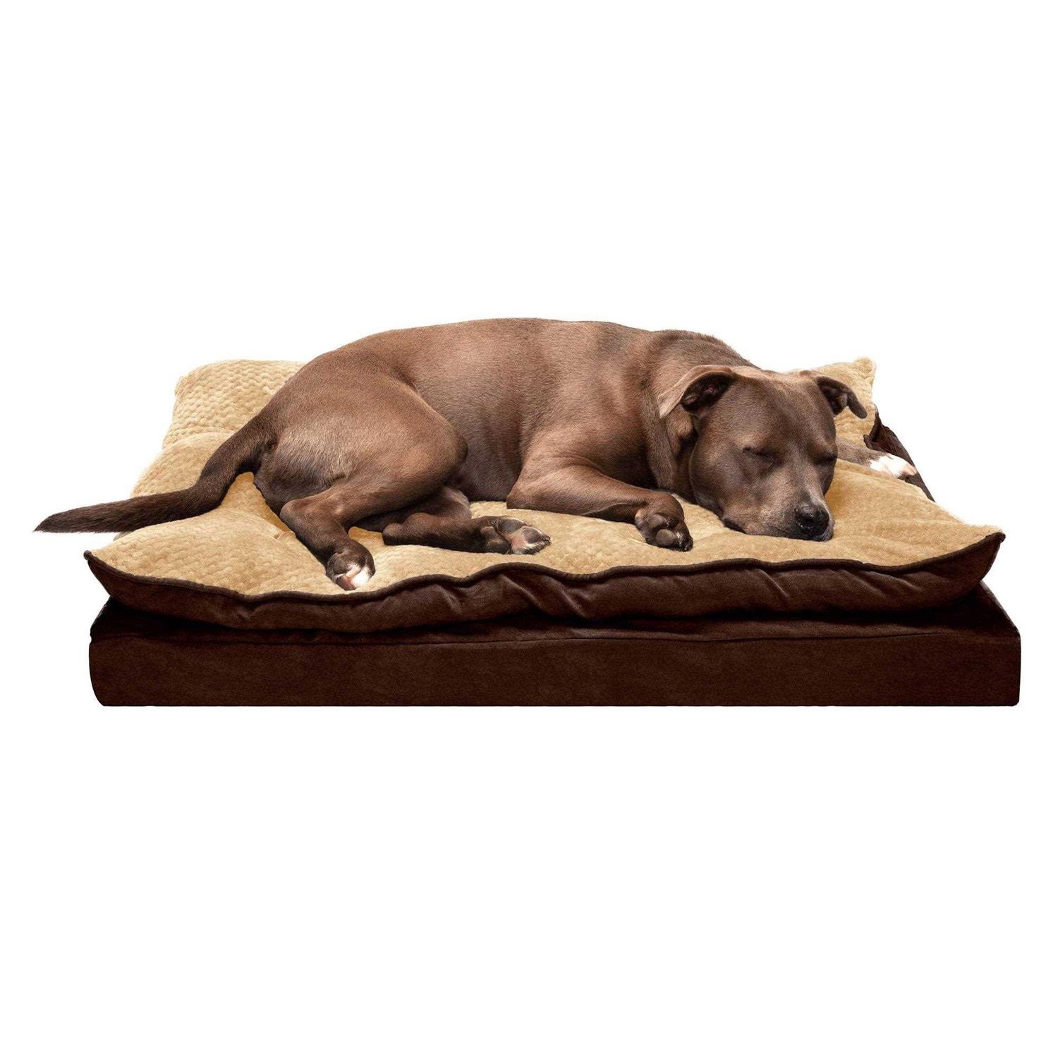 FurHaven Mink Fur & Suede Pillow-Top Orthopedic Dog Bed - Healthber