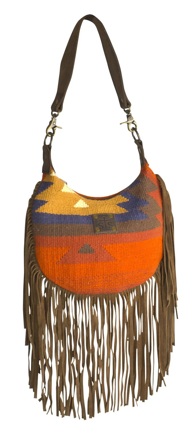 STS Crimson Sun Nellie Western Fringe Leather Trim Purse - Healthber