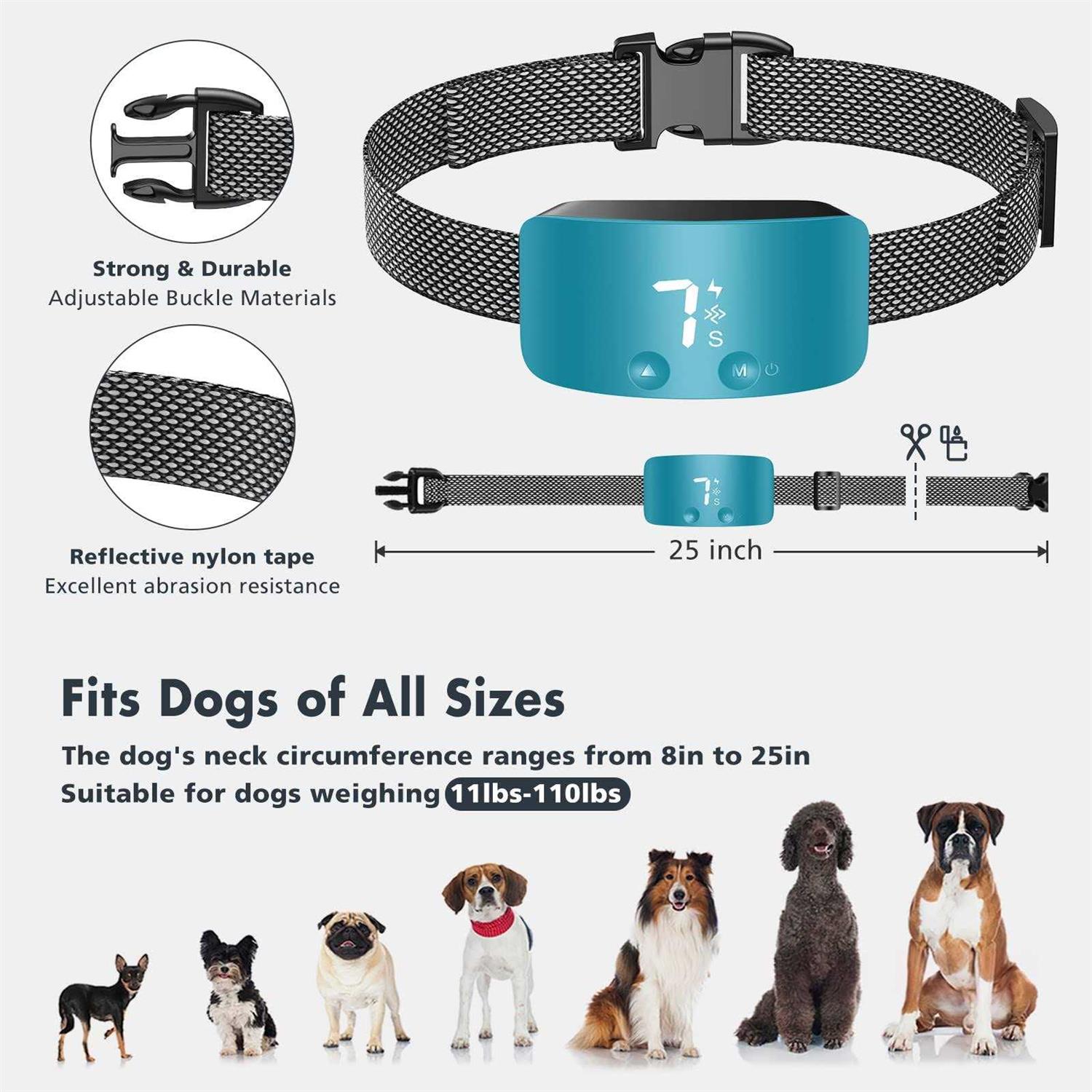 NBJU Bark Collar for Dogs,Rechargeable Anti Barking Training Collar with 7 Adjustable Sensitivity and Intensity Beep Vibration for Small Medium - Healthber