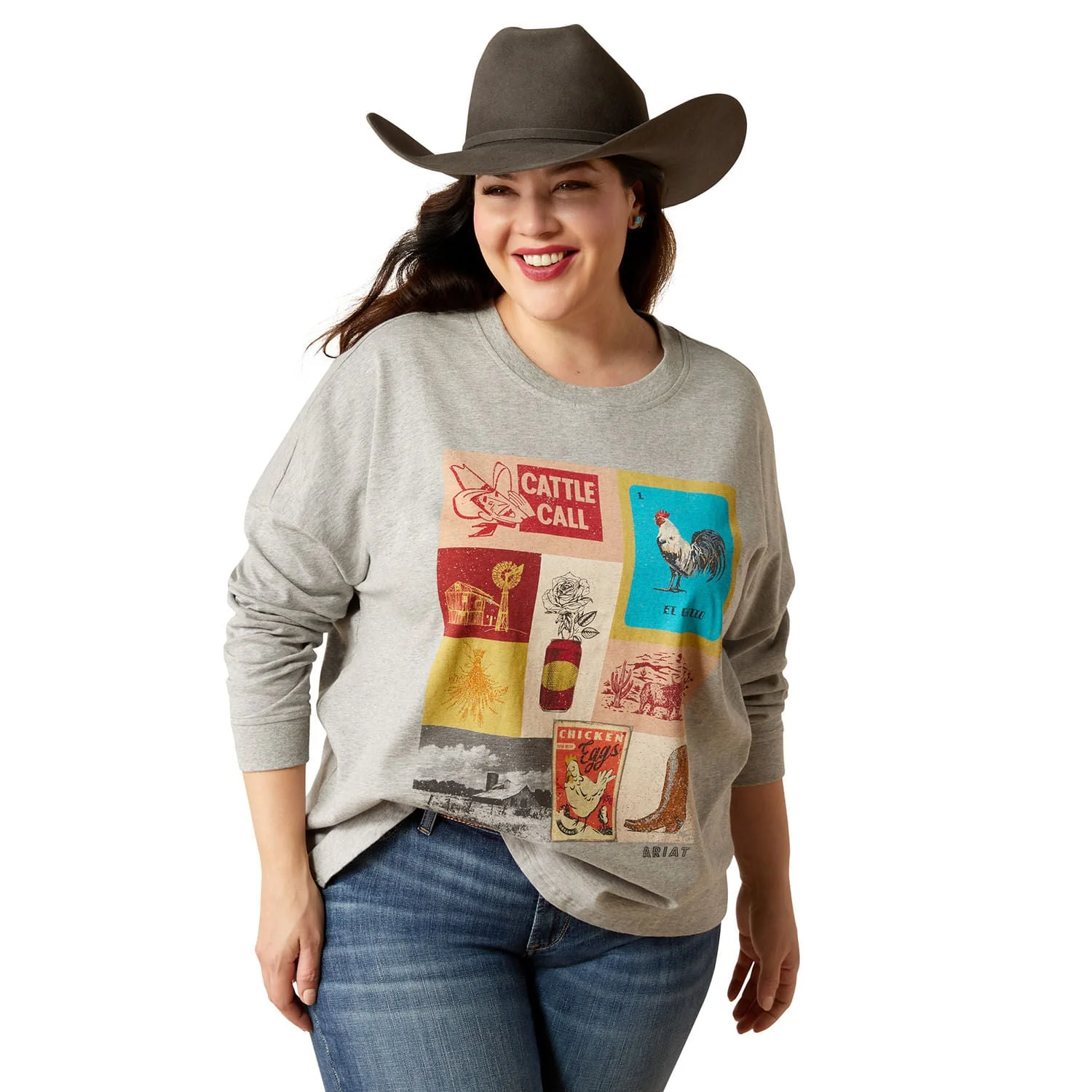 Ariat Women's Cattle Call Oversized Longsleeve Shirt - Healthber