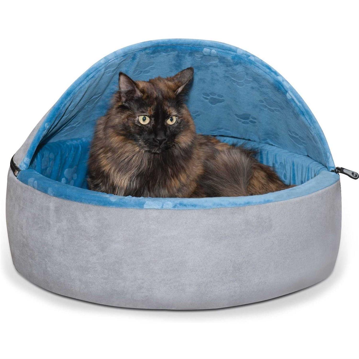 K&H Self-Warming Hooded Kitty Bed - Healthber