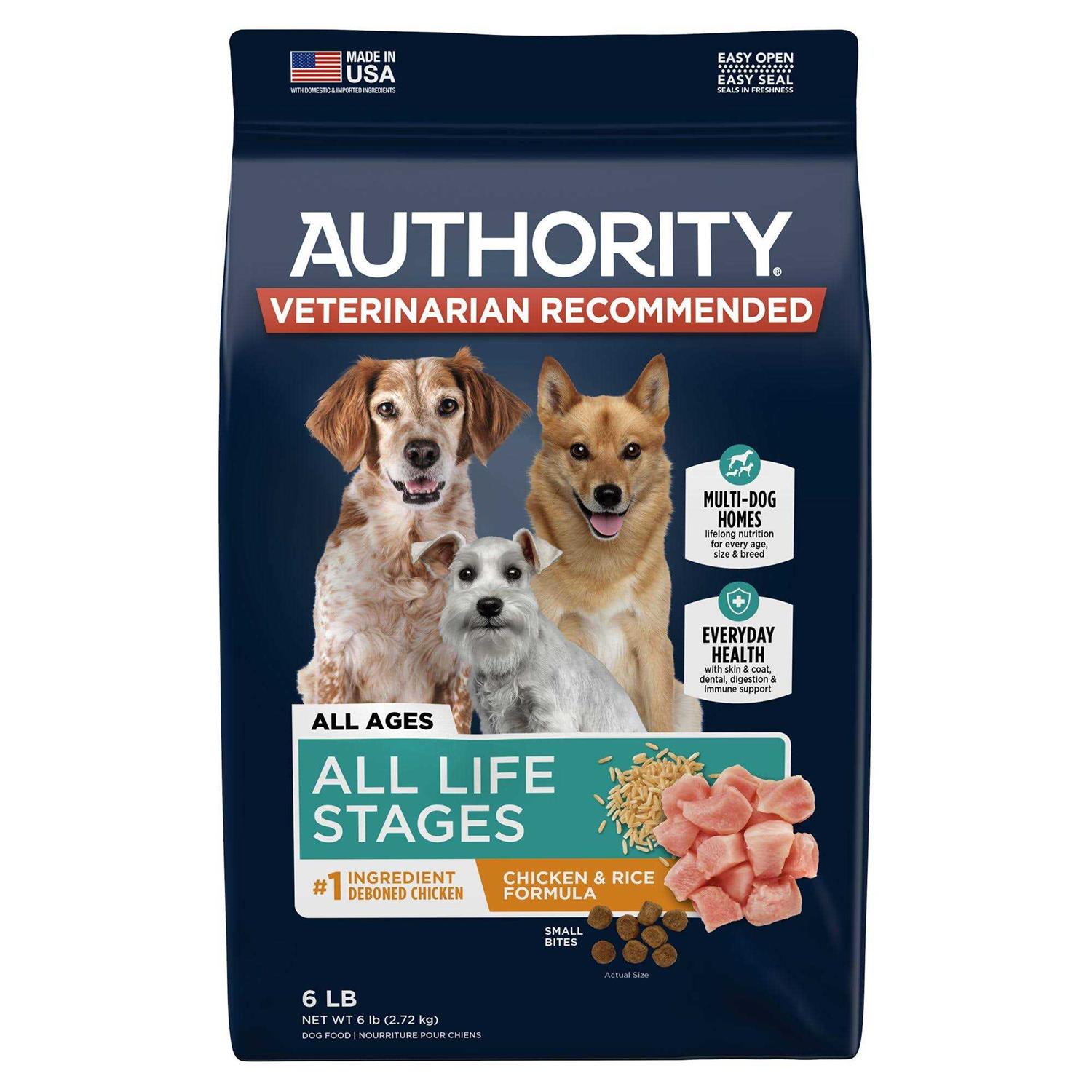 Authority Small Bites Chicken Rice Formula Dry Dog Food - Healthber