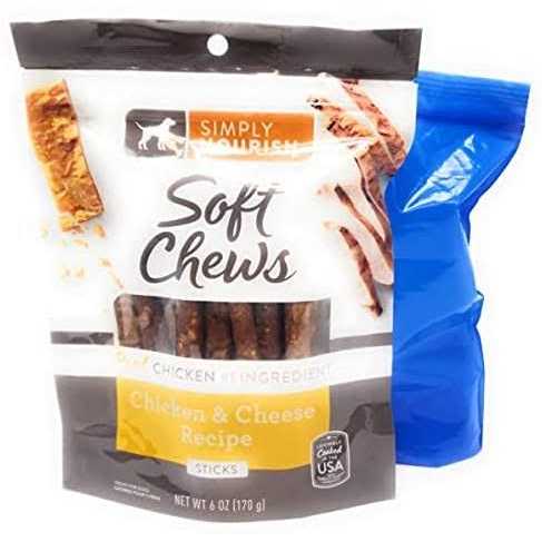 Simply Nourish Soft Chews Dog Treat Sticks, 6oz and Tesadorz Resealable Bags - Healthber