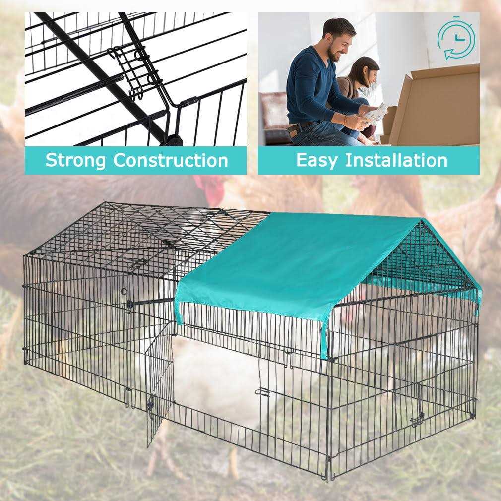 Bestpet 87 x 41Large Metal Chicken Coop Run Enclosure Pen with Waterproof Cover Outdoor Backyard Farm Cage Crate Pet Playpen Exercise Pen - Healthber