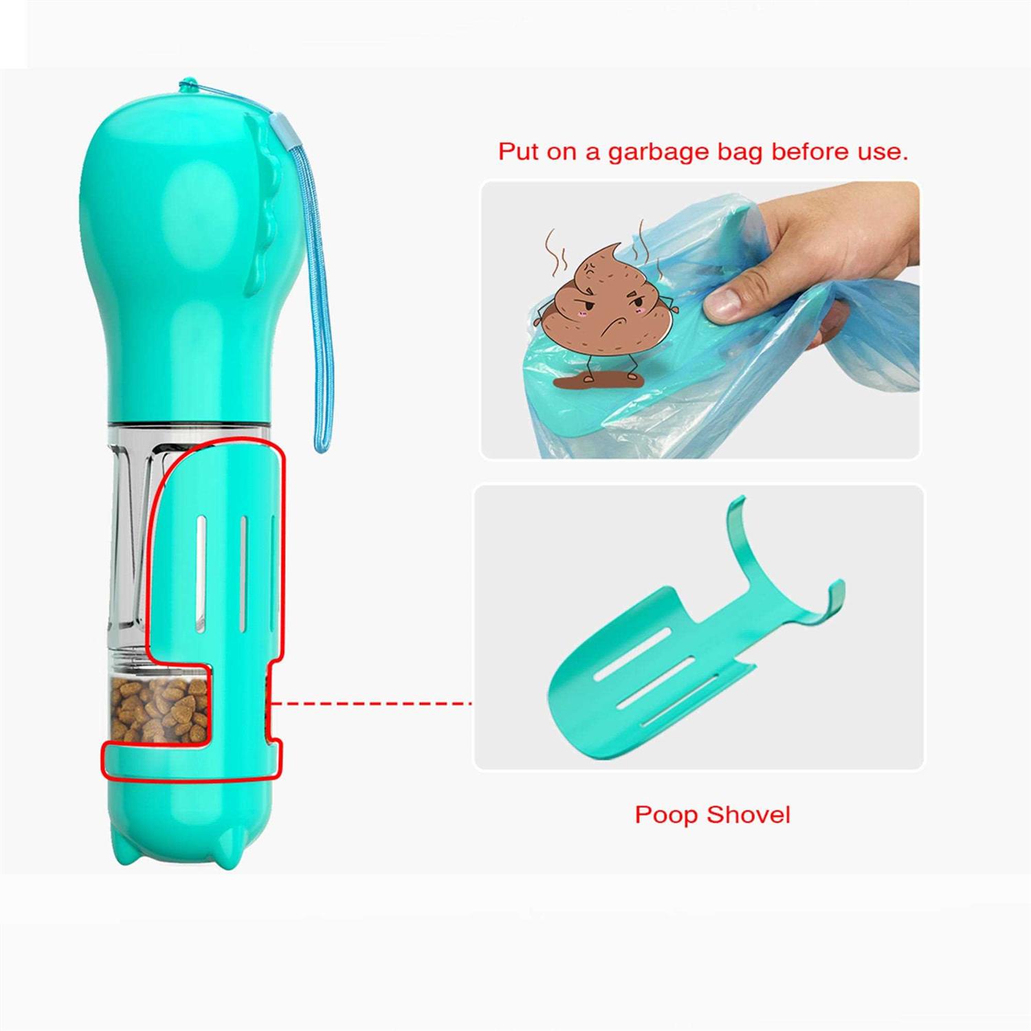 HANAMYA 3 in 1 Dog Travel Bottle Set, Drinking Feeder, Food Box and Trash Bag Storage - Healthber