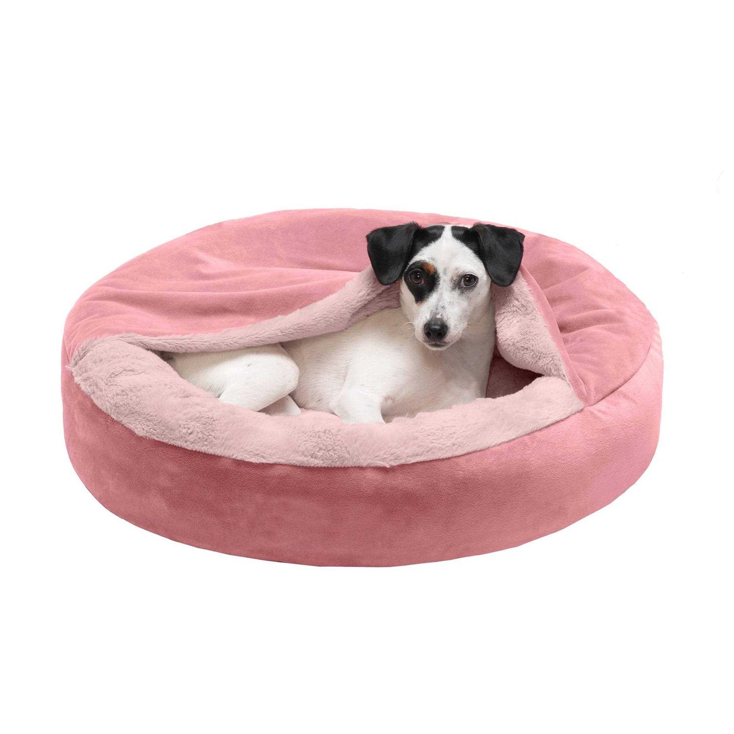 Velvet & Wave Faux Fur Hooded Donut Bed FurHaven - Healthber