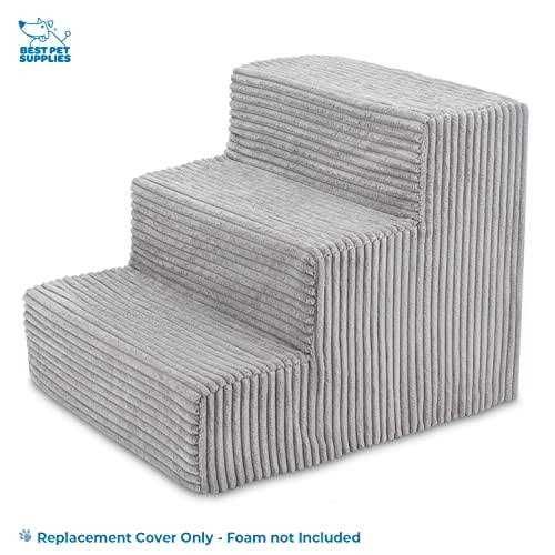 Best Pet Supplies Foam Pet Steps Cover for Small Dogs and Cats, Portable Ramp Stairs for Couch, Sofa, and High Bed Climbing - Healthber