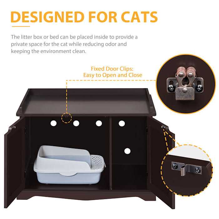 Topeakmart Decorative Espresso Furniture Hidden Washroom Cat Litter Box - Healthber