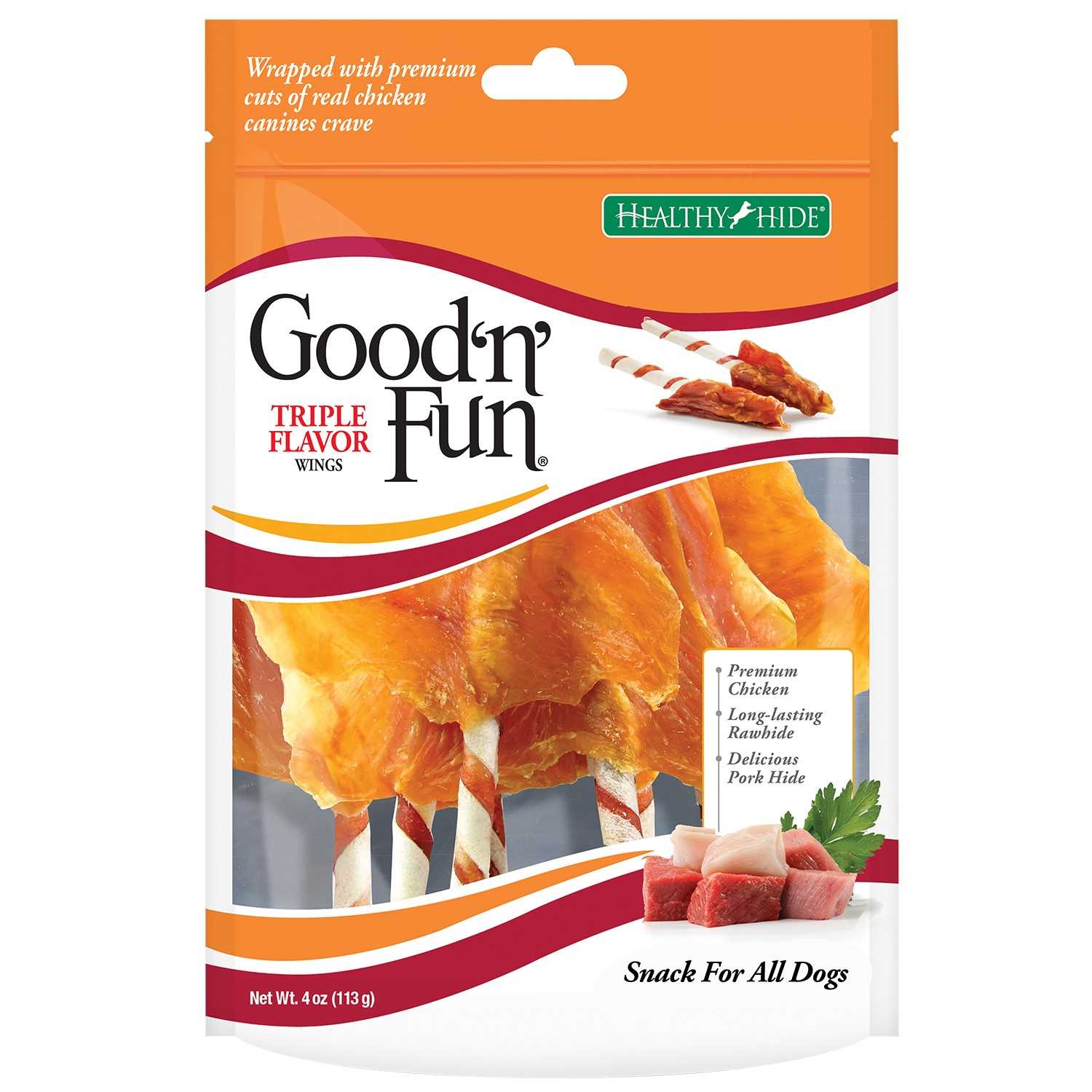 Good ‘N’ Fun Triple Flavor Wings, Made with Real Meat, Treats for All Dog Sizes - Healthber