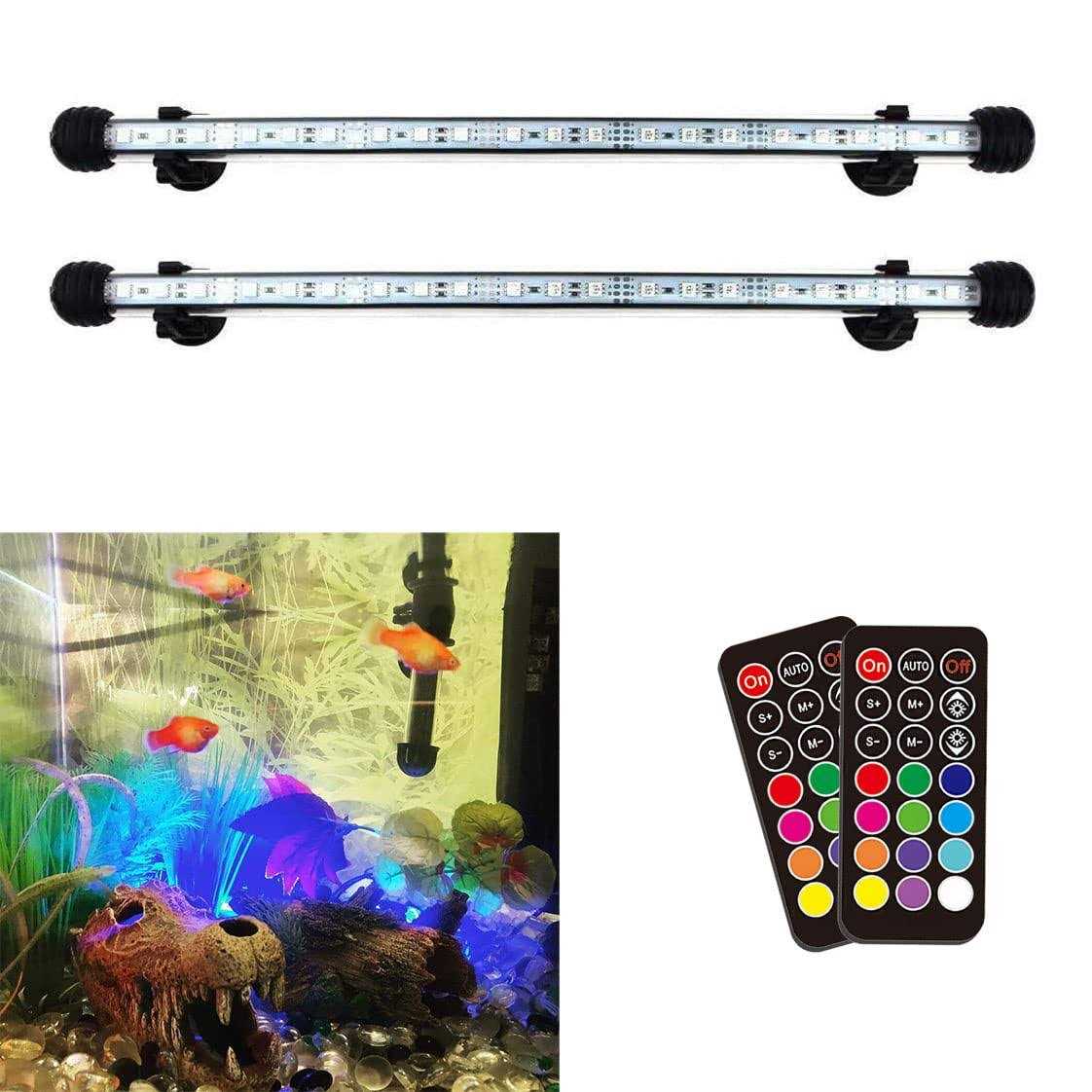 COVOART LED Aquarium Light 2 Pack 15 inches Fish Tank Light RGB Color Underwater Light Submersible Crystal Glass Lights - Healthber