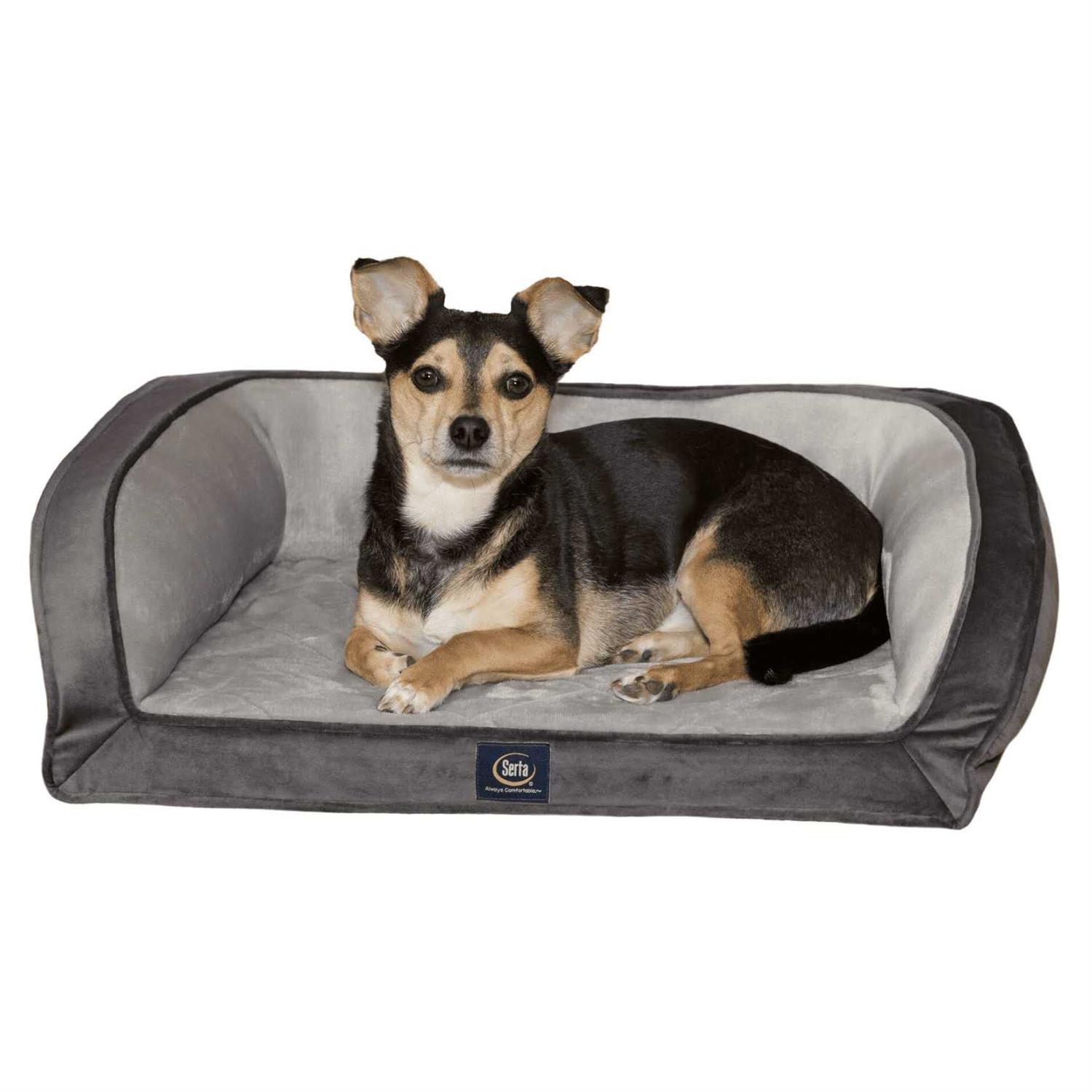 Serta Gel Memory Foam Quilted Ortho Couch Dog Bed - Healthber