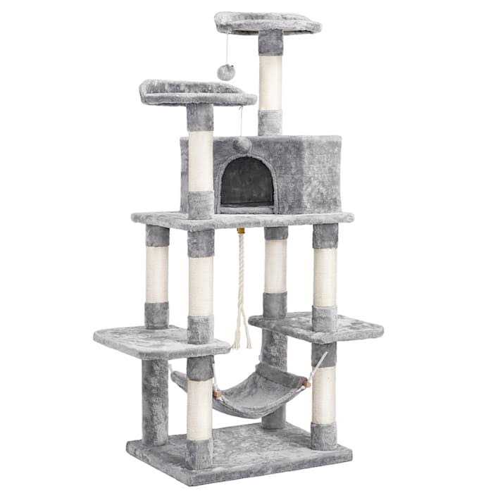 Topeakmart Light Gray Large Cat Tree with Plush Perch - Healthber