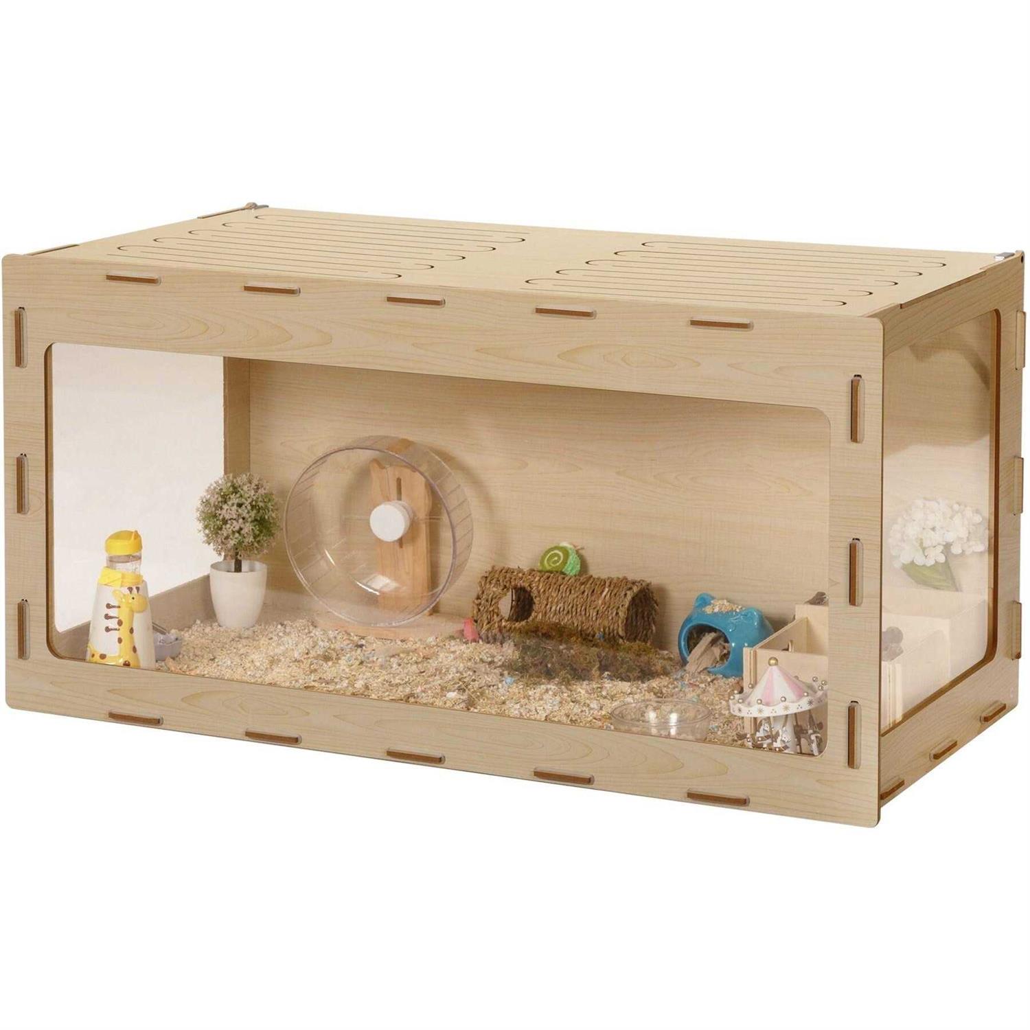 Coziwow Wooden Hamster Cage Small Animal Hutch with Large Run Space - Healthber