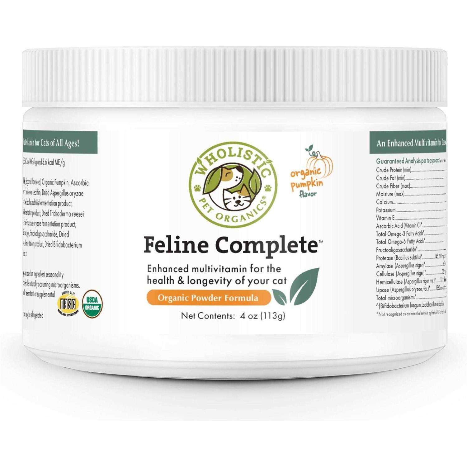 Wholistic Pet Organics Organic Feline Complete Pumpkin Enhanced Powder Daily Multivitamin for Cats - Healthber