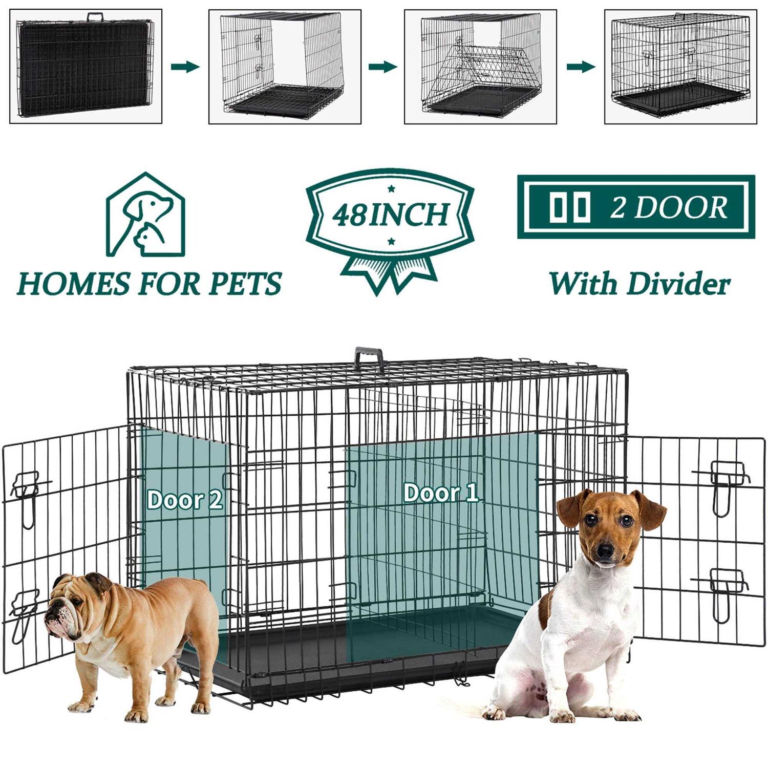 XXL Large Dog Crate for Large Dog 48 Inch Folding Dog Cage Metal Wire Dog Kennel Pet Animal Segregation Cage for Golden Retriever - Healthber