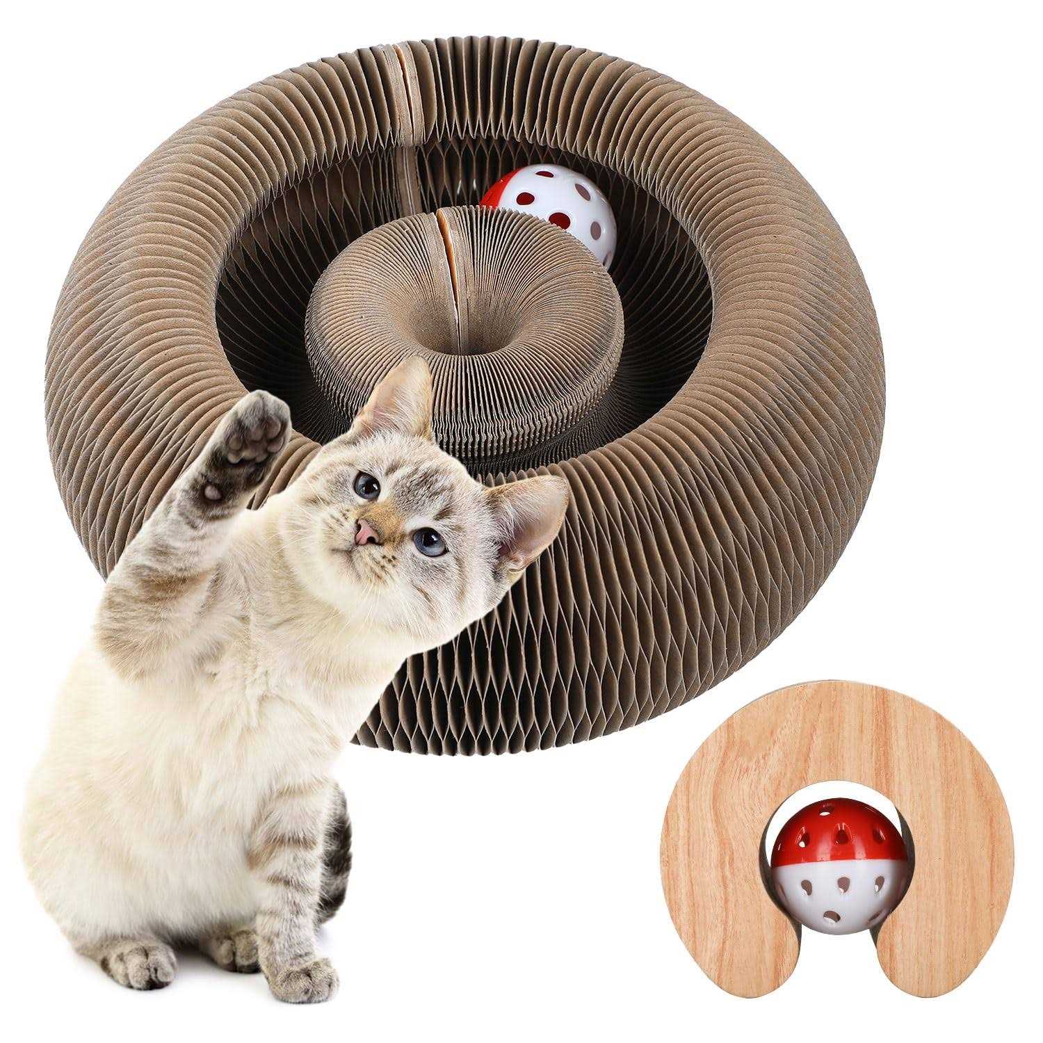 Fluffydream Magic Cats Scratching Board Interactive Scratch Pad Scratcher with Ball - Healthber