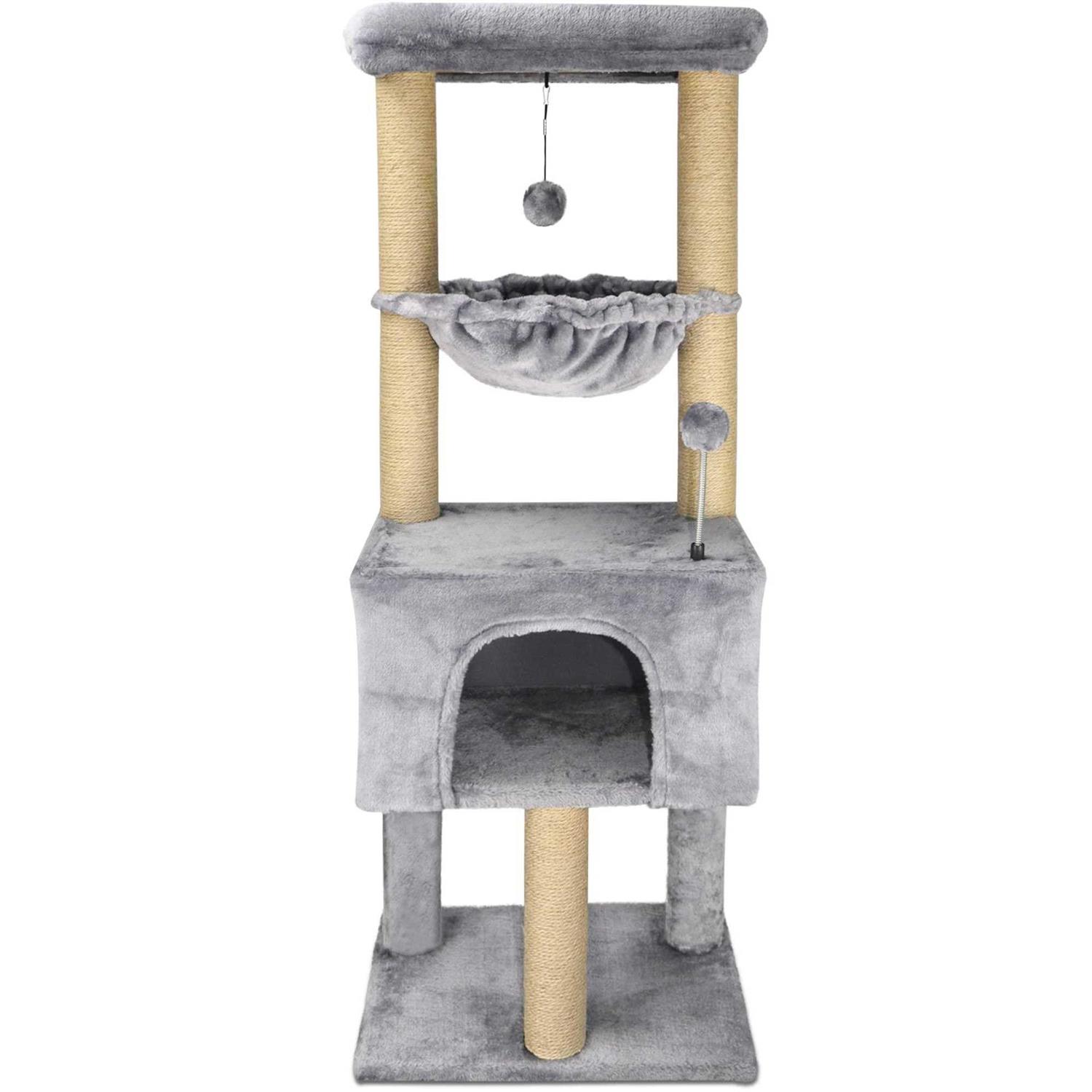 roypet Fashion Design 43.3 Cat Trees with Cat Houses,Grey - Healthber