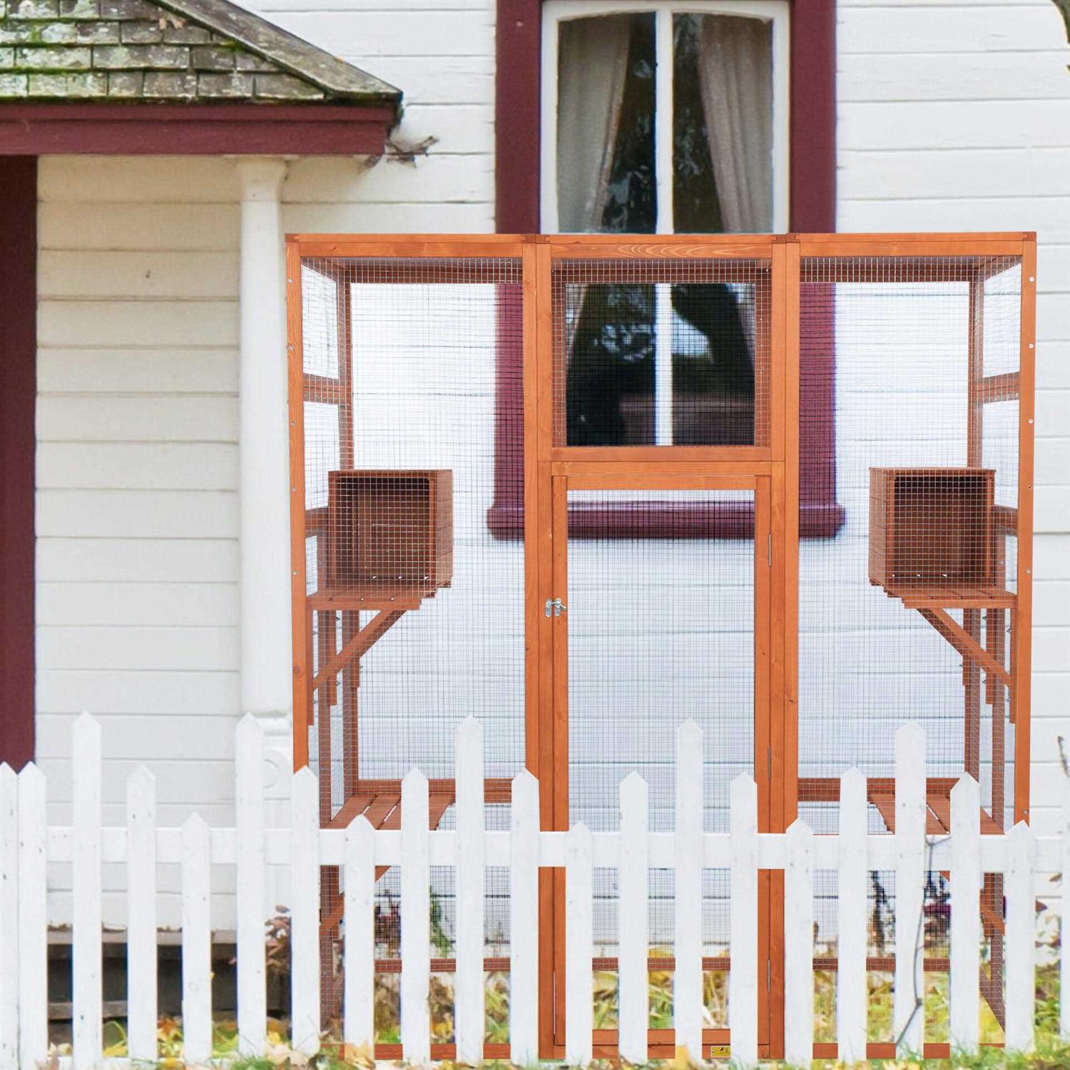 Coziwow Large Wooden Cat House Catio Enclosure - Healthber