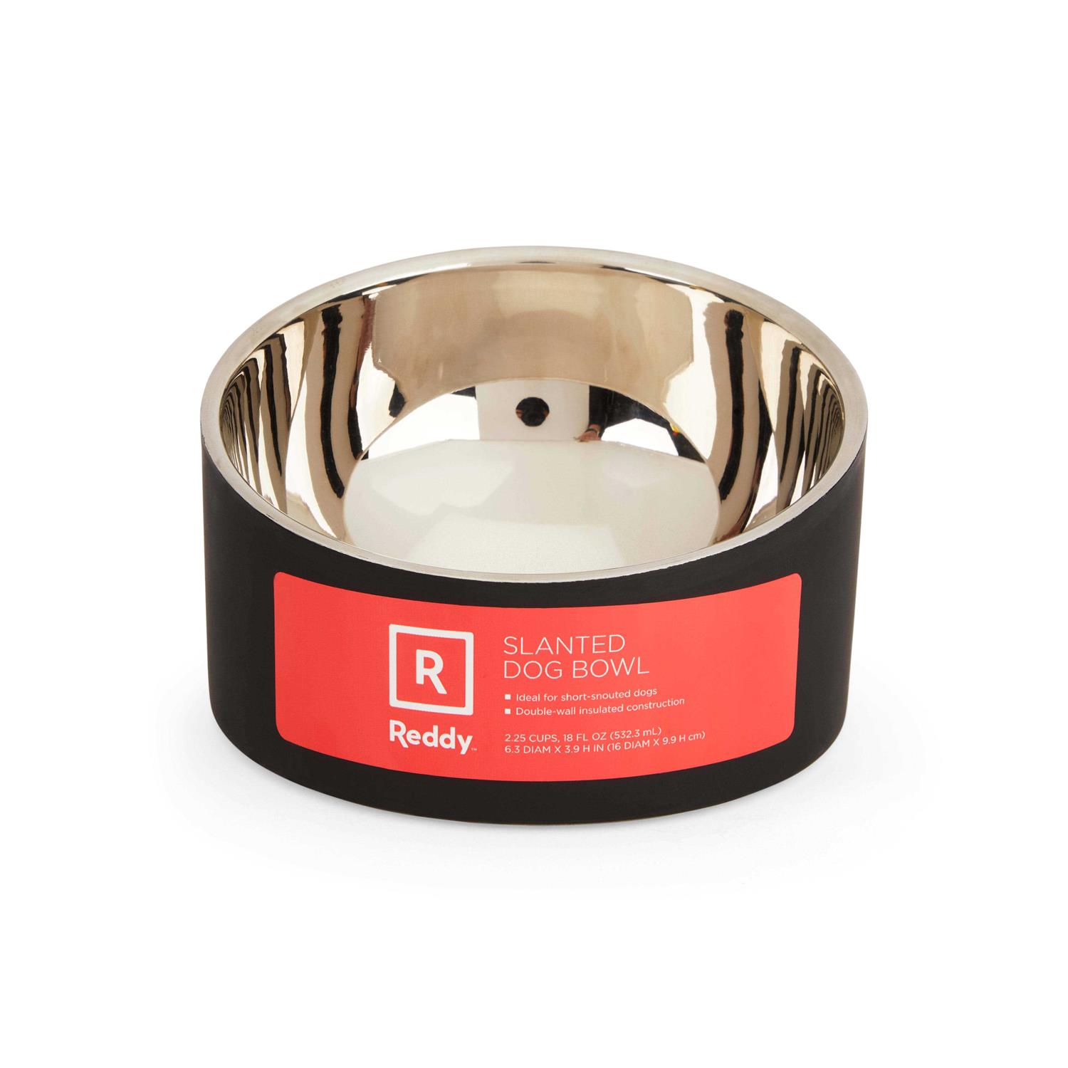 Reddy Slanted Stainless-Steel Slanted Dog Bowl - Healthber